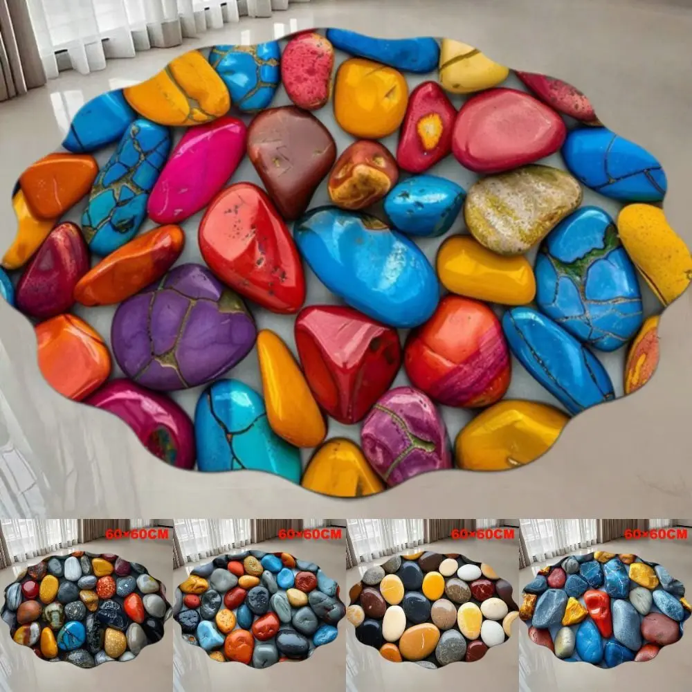 Nordic Abstract Cobblestone Carpet Wavy Non-slip Bathroom Floor Mat Water-absorbing Abrasion-resistant Door Rug Home Decor