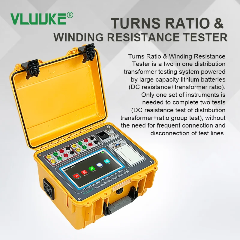 VLUUKE VK2072 testeur de résistance de rapport de rotation et d'enroulement sortie 20A compteur de résistance et de rapport cc automatique triphasé transformateur Portable