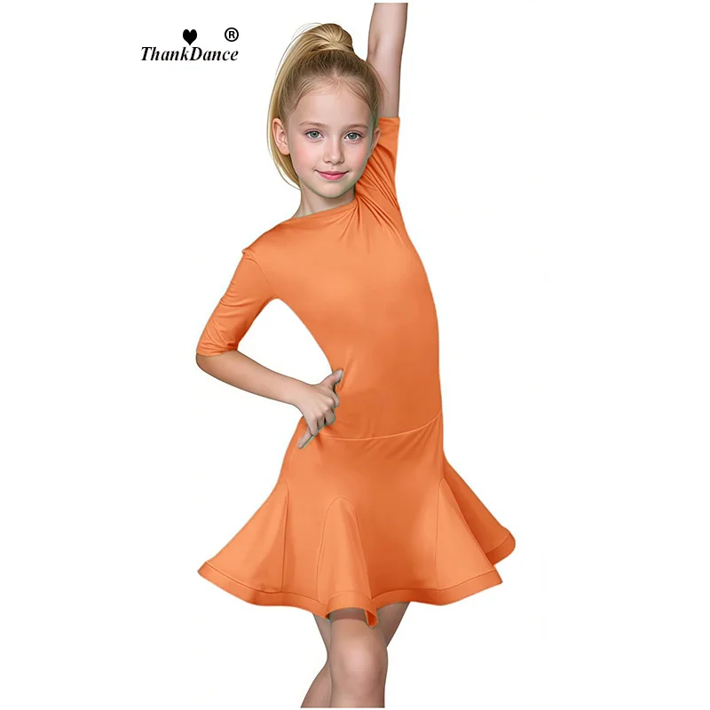 Abito da ragazza latino-americana Abito da ballo latino Tango ChaCha Samba Costumi da spettacolo per abbigliamento da competizione latino per bambini