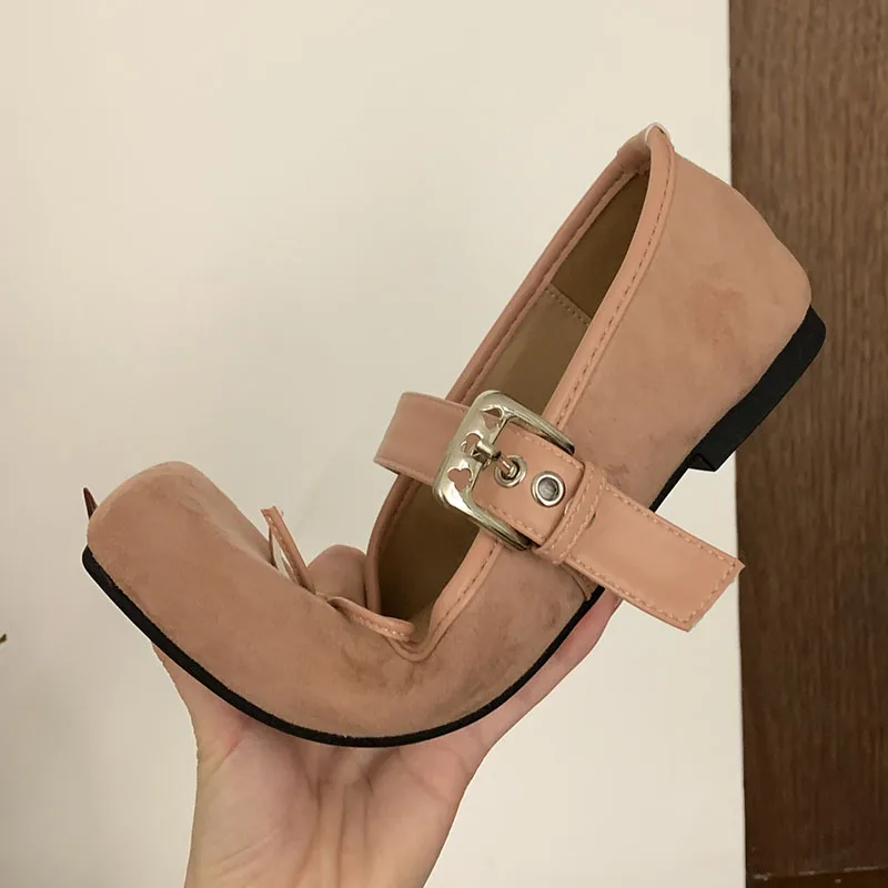 Sapatos Mary Janes Lolita com alça de fivela rasa para mulheres, sapatilhas femininas, calçado de nó borboleta, moda