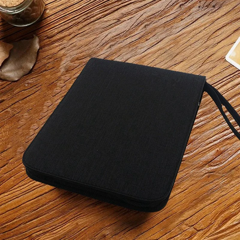 Pen Container Bag Capacity Fountain Pencil Case 24 Slots Zipper Multifunctional Canvas Writing Holder Supplies Durable Black