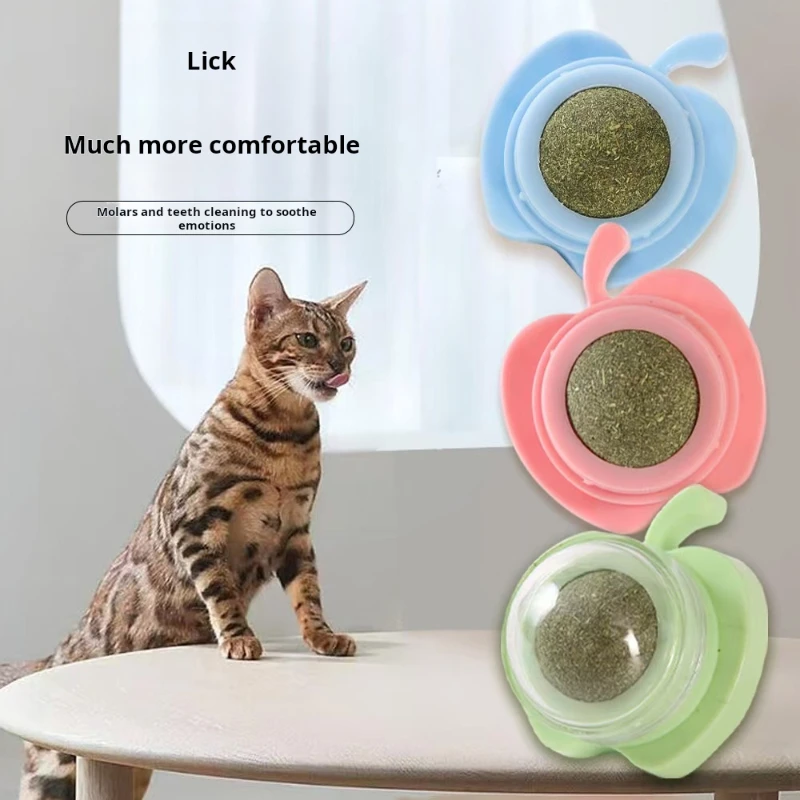 Catnip Cat Wall Stick-on Ball Toy Scratchers Treats Healthy Natural Removes Balls to Promote Digestion Cat Grass Snack cat toy