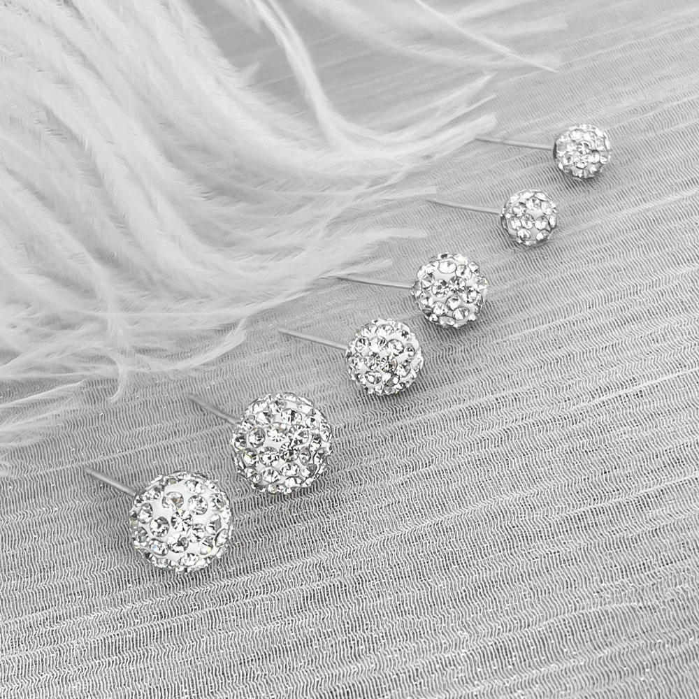 925 Sterling Silver Simple and Exquisite Fully Diamond Spherical Earrings for Women, Fashionable Wedding Party Jewelry Gift