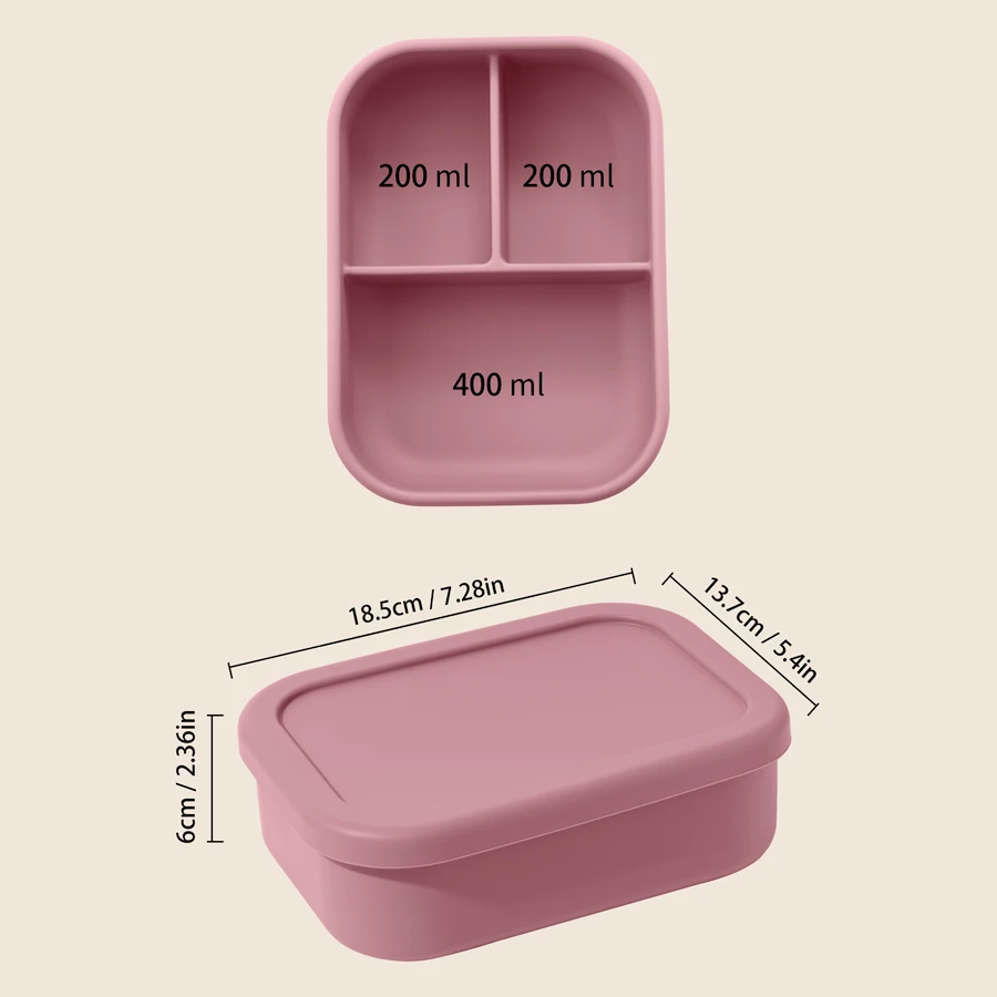 1PCS Silicone Baby Lunch Box Three-compartment Dinner Plate Food Grade Silicone Baby Tableware Children Food Storage Box