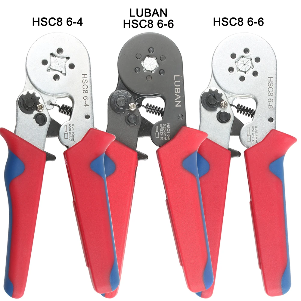 HSC8 6-4 6-6 0.25-6mm 23-10AWG Hexagon  0.25-10mm 23-7AWG Quadrilateral Tube Terminal Crimping Pliers Crimp Hand Tools