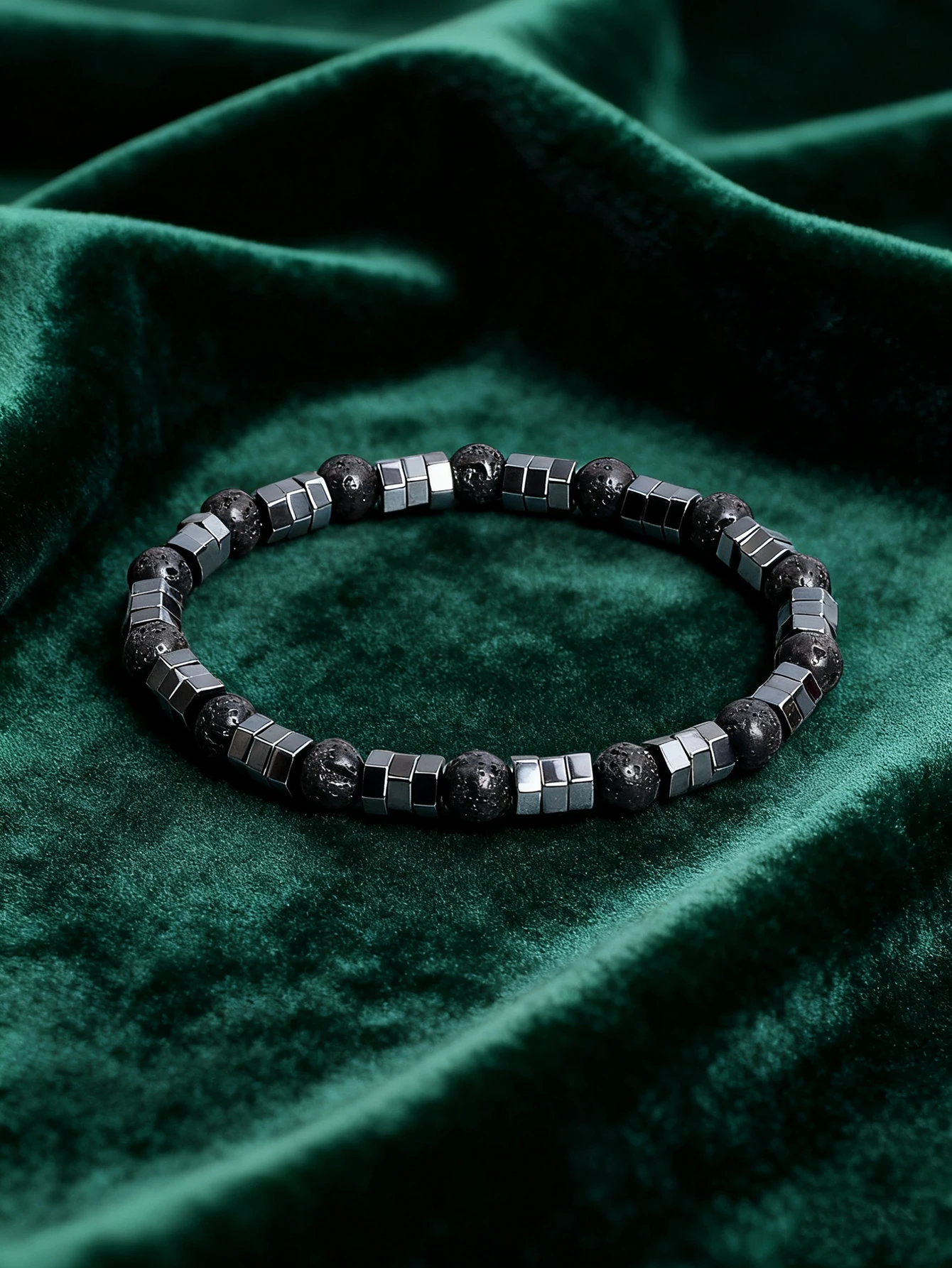 Irregular Geometric Bracelet Hematite Lava Stone Beads For Vigour & Grounding Volcanic Rock Beads Bracelet Men Strength Jewelry