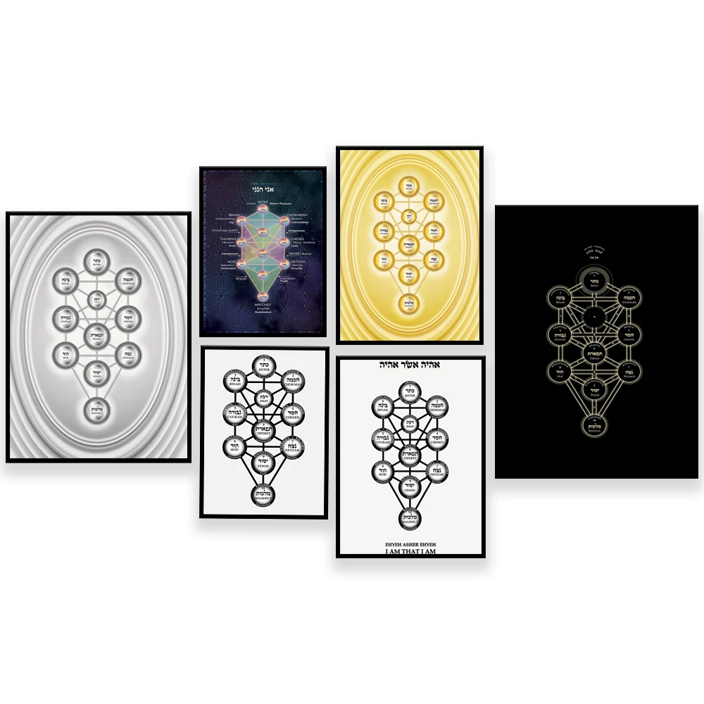 Tree of Life Wall Art, Kabbalah Jewish Tree of Life, Ten Sephiroth - Sefer Hayetzirah - Mystic, Sacred Geometry | Wall Art Poste