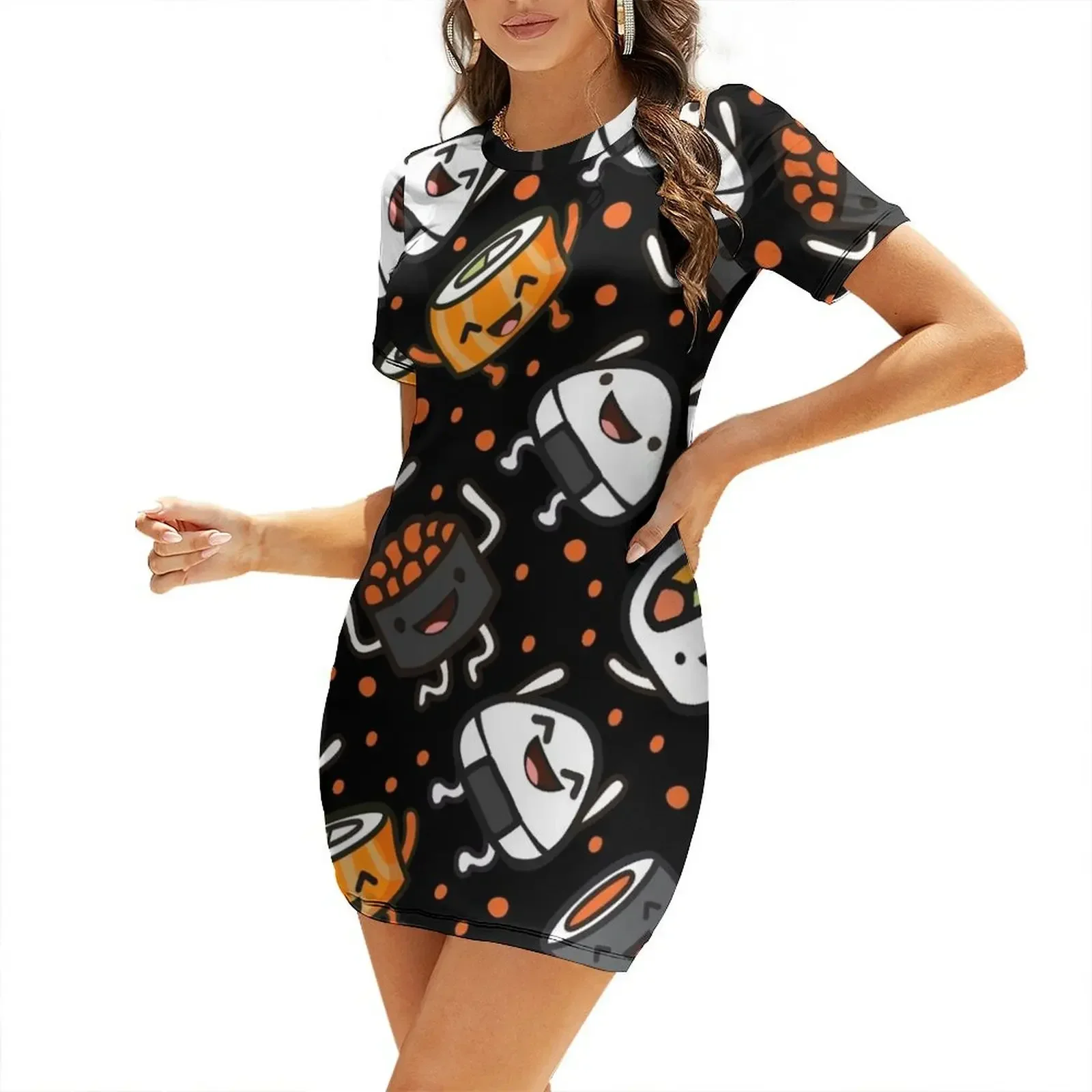 

Sushi Party Short-Sleeved Dress womens clothing party dresses woman