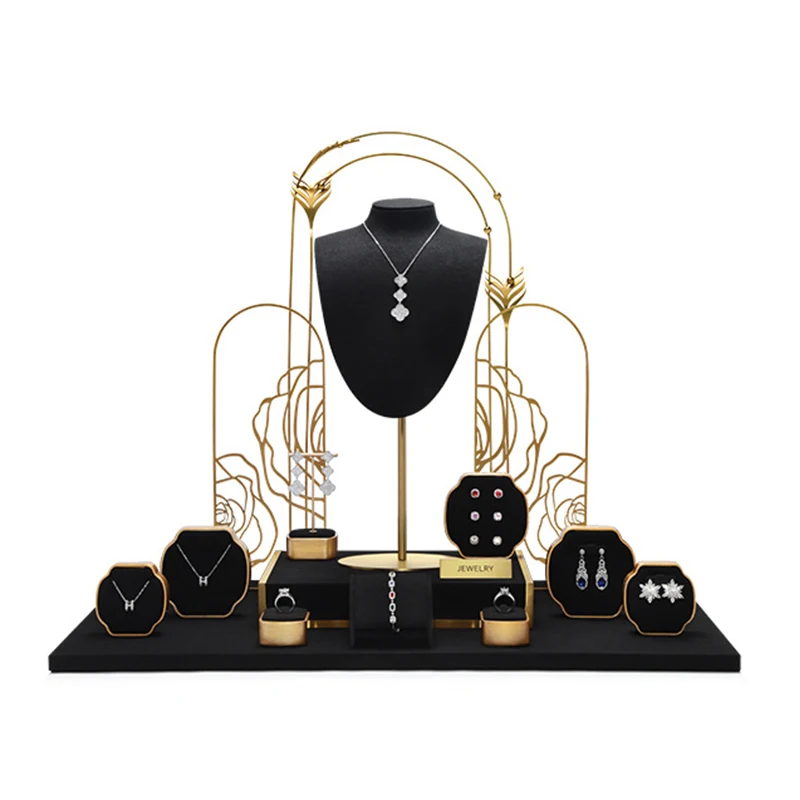 

Новые подставки для демонстрации ювелирных изделий: держатели для колец, браслетов и ожерелий, черные подставки для демонстрации украшений на прилавке.