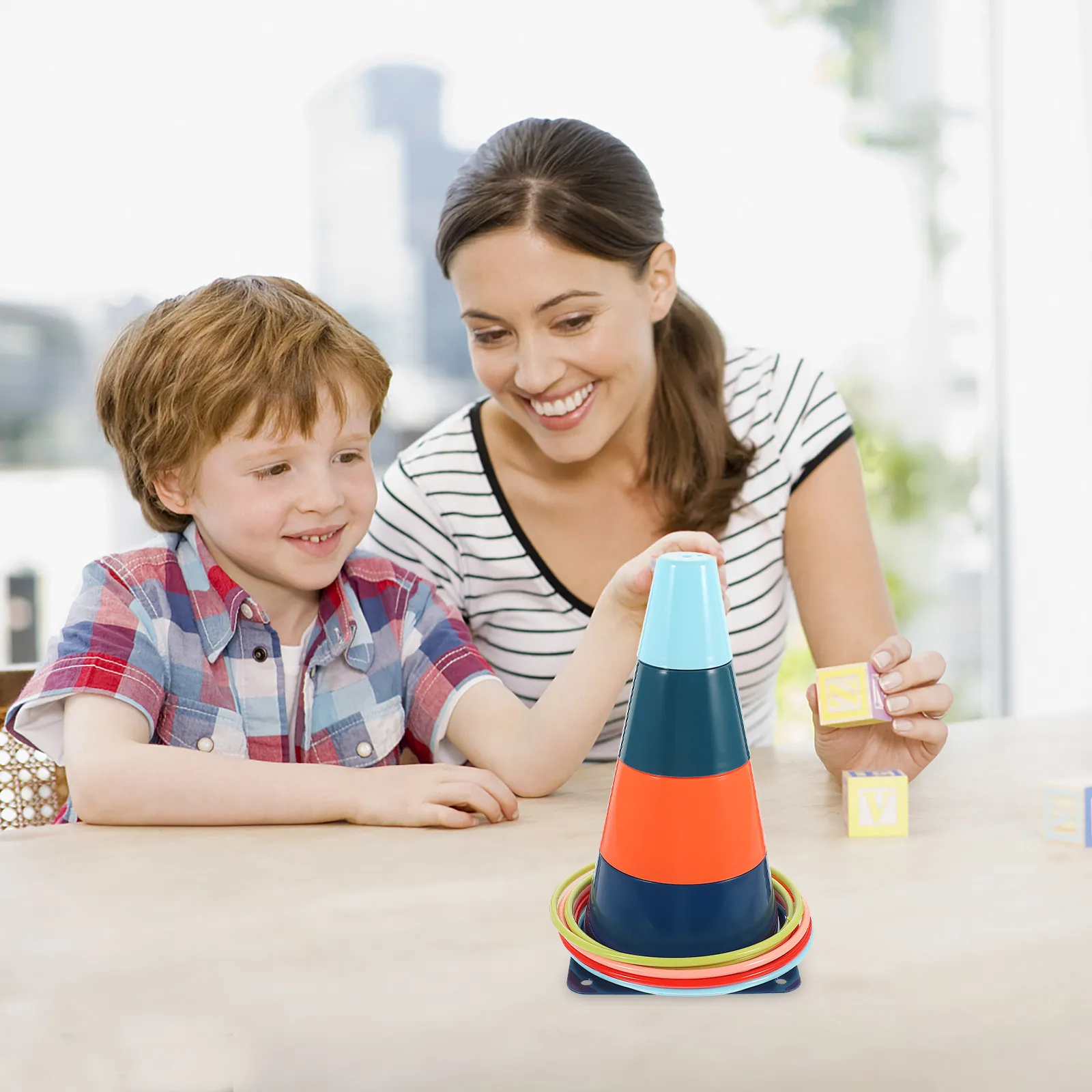 1Set Ring Toss Game Educational Plaything Bright Colorful Plastic Circle Throwing Improve Concentration Hand Strength Family
