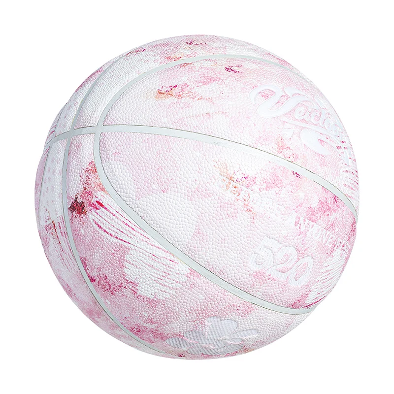 Ballon de basket-ball professionnel en PU rose pour femme, 4 couches, extérieur, mignon, taille officielle 7, financièrement non