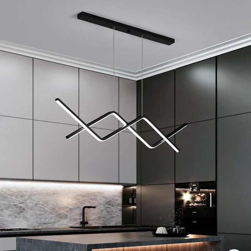 

Dining Table Room Bar Table Chandelier Nordic Restaurant Lustre Minimalist Long Lines Light Luxury Modern Hanging Lamps Led