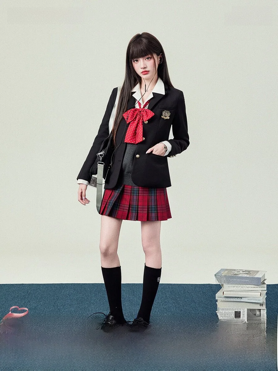 

Original Mrs. Flower Bell JK orm Waist-Cinching Suit Jaet Women's 2025 New School Sle Academic Faion