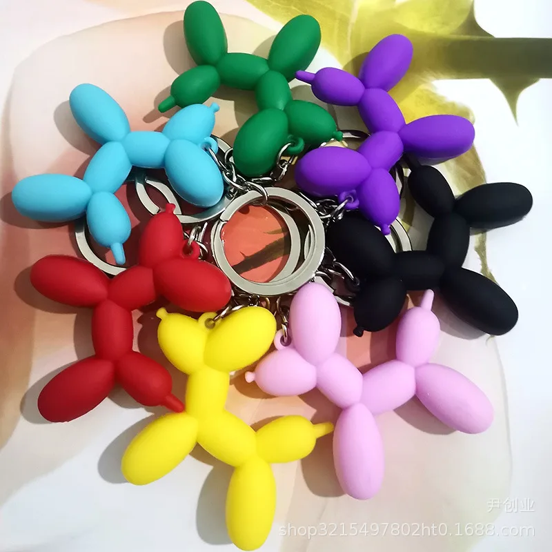New Fashion Three-Dimensional Cute Balloon Dog Keychain Key Ring Creative Cartoon Mobile Phone Bag Car Pendant Fun Keychain