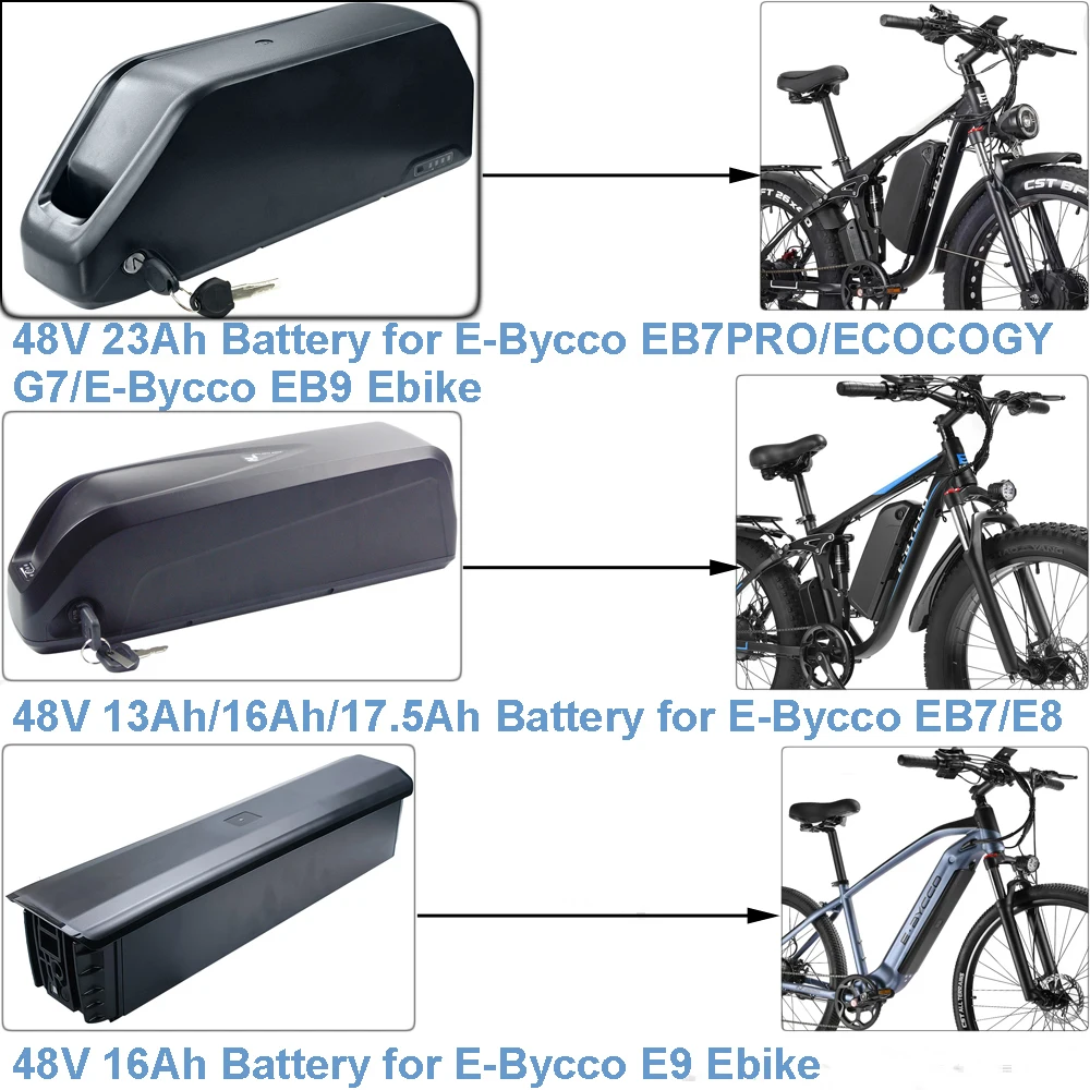 

Electric Bike Li-ion Battery 48V 13Ah 16Ah 17.5Ah 23Ah for E-Bycco EB7 EB7PRO E8 E9 EB9 ECOCOGY G7 E-Bike