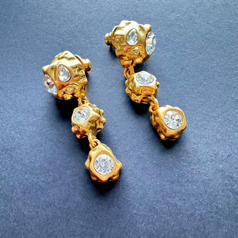Os Luxury Irregular Textured Drop Dangle Stud Earrings, Abstract Chaos Shape,Avant-Garde Fashion Party Jewelry Gift for Women