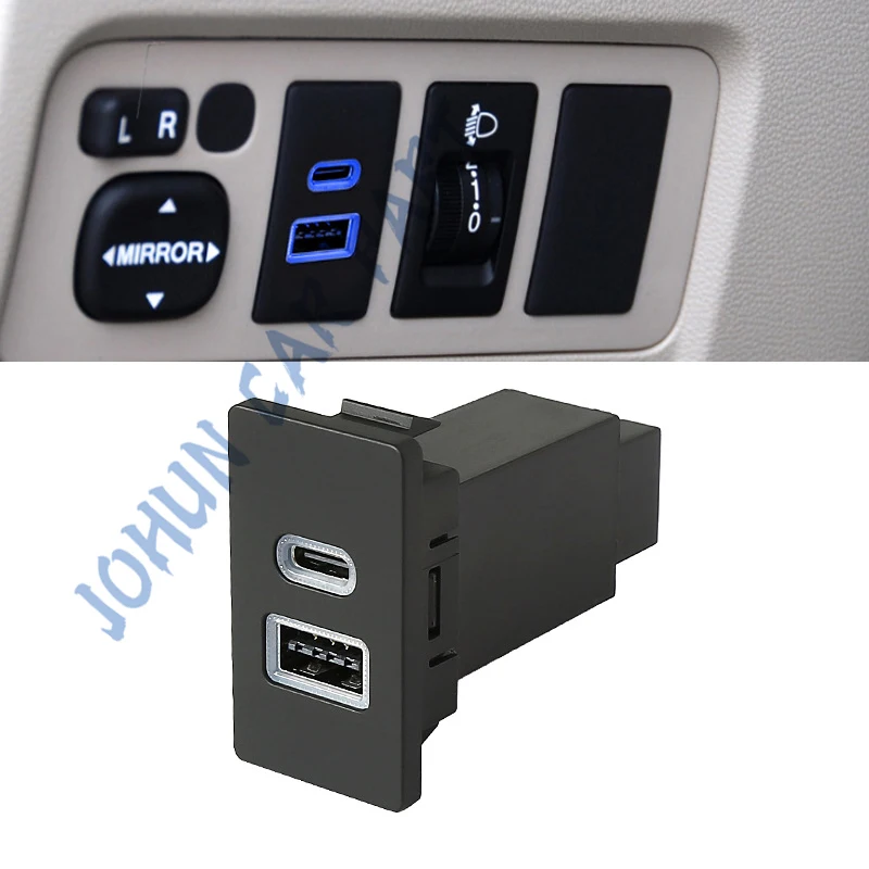

12V Quick Dual Port Charge USB QC3.0 Type-C PD Interface Socket Fast Car Charger For Toyota Corolla Camry LC80 LC95 High Quality
