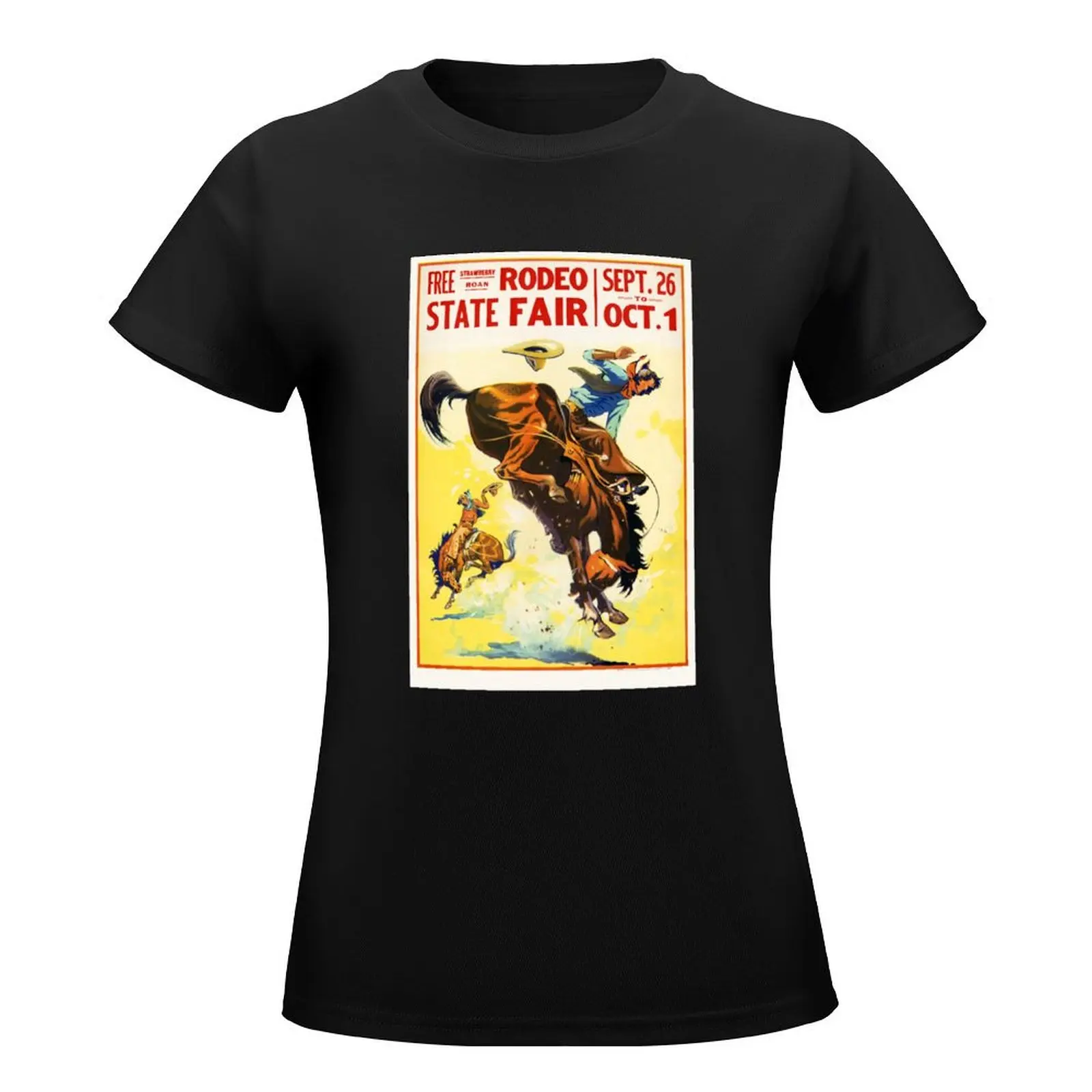 Vintage 1930s Rodeo Poster Restored T-Shirt summer clothes Short sleeve tee plus size t shirts for Women loose fit