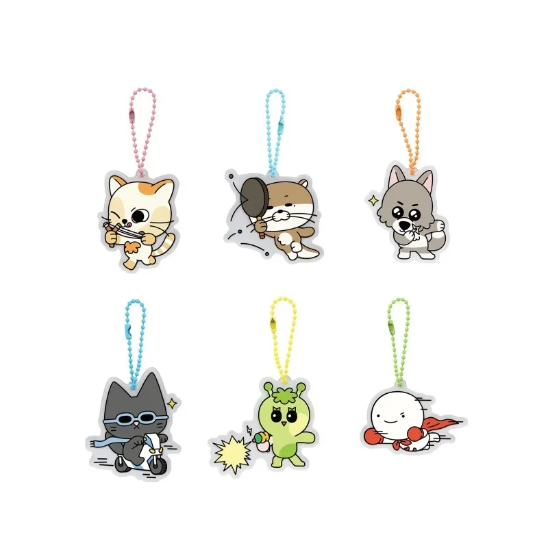 Popular Korean Boy Group Idol Cute Animal Pendant Cartoon Style Transparent Acrylic Bead Chain Next Door Keychain Fans Collect