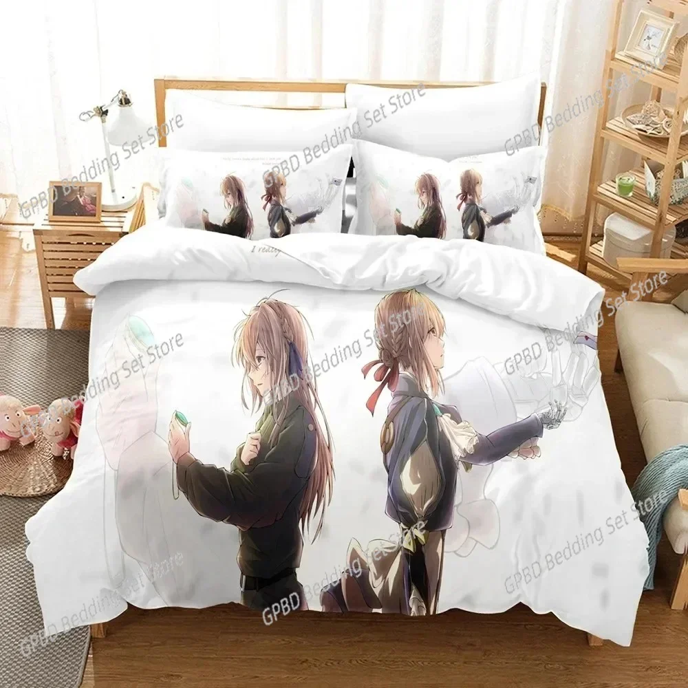 Anime Violet Evergarden Bedding Set For Bedroom Soft Modern Bedspreads Comefortable Kids Duvet Cover Quilt Cover And Pillowcase
