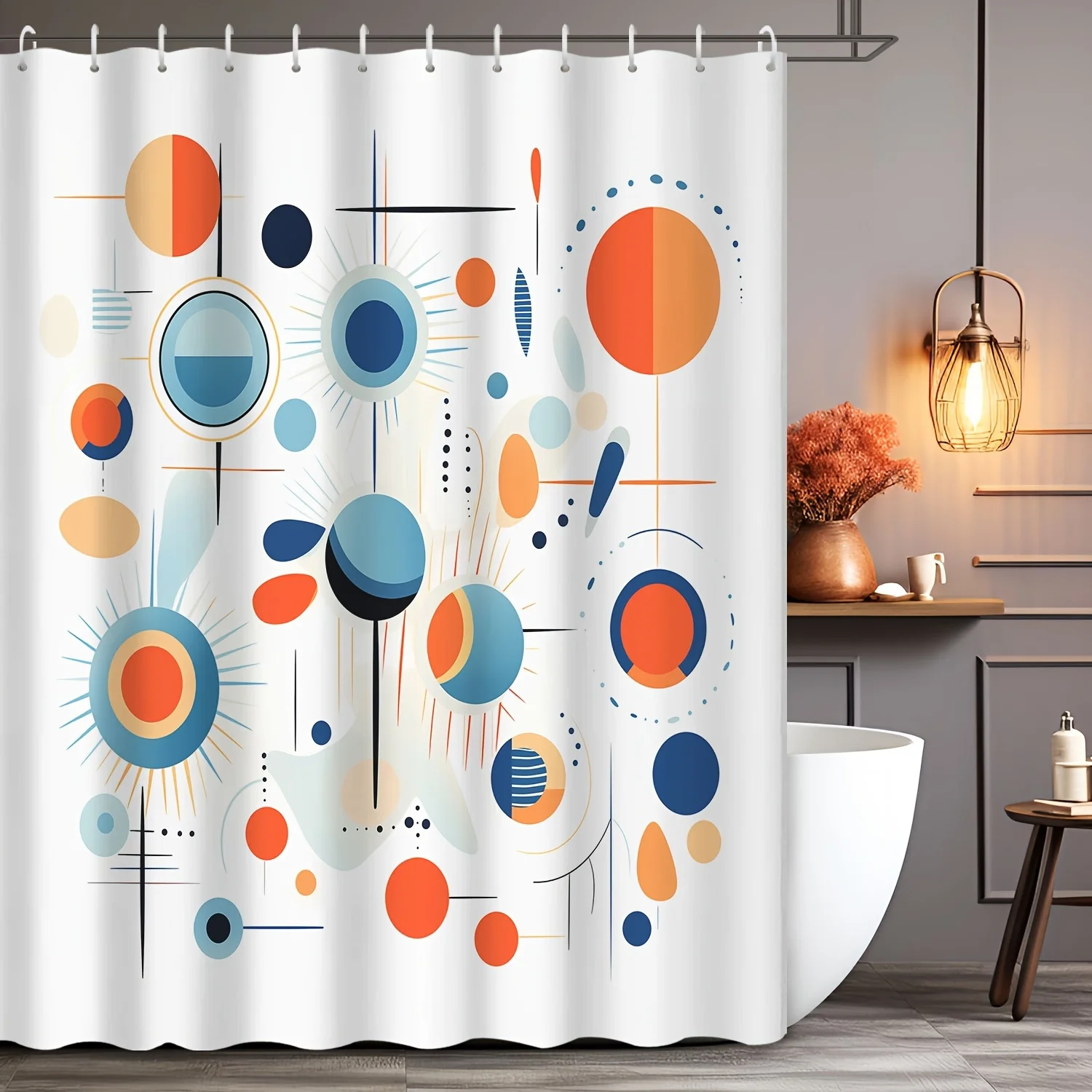 

Geometry Abstract Minimalist Shower Curtain Printed for Hotel Bathroom Tapestry with Hooks