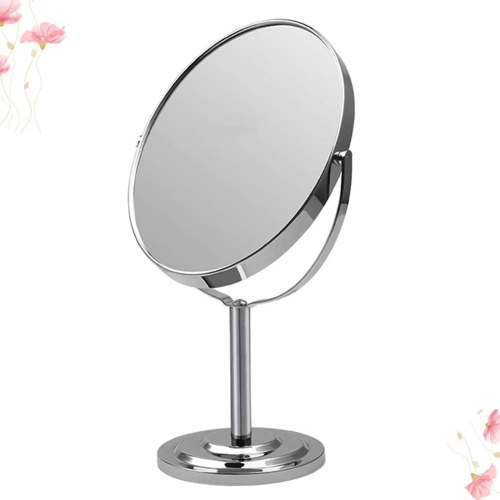 

1Pc Mirror Double Sided Oval Mirror Tabletop Mirror Vanity Mirror for Bathroom Bedroom (Sliver)