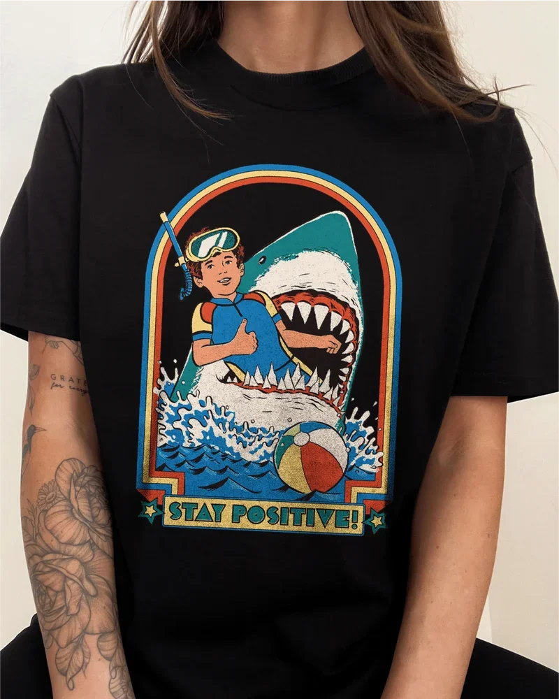 Stay Positive T-Shirt Graphic Cotton Tee Printing High-end Luxury Unisex Style Both of Men and Women