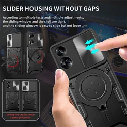 For Honor 90 Case Slide Lens Protect Magnetic Metal Ring Holder Armor Shockproof Coque For Honer Honar 90 Honor90 5G Back Cover