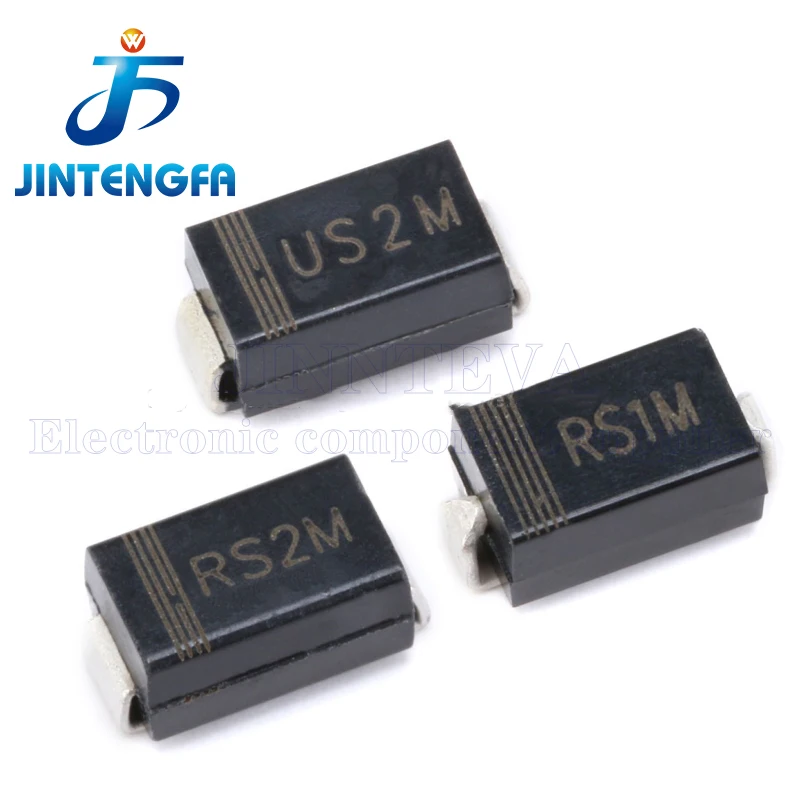 100PCS RS1M RS2M FR107 US1M US2M ES1J US1J SF18 UF4007 1A 2A 600V 1000V SMA DO-214AC SMD Diodes Fast Rectifiers