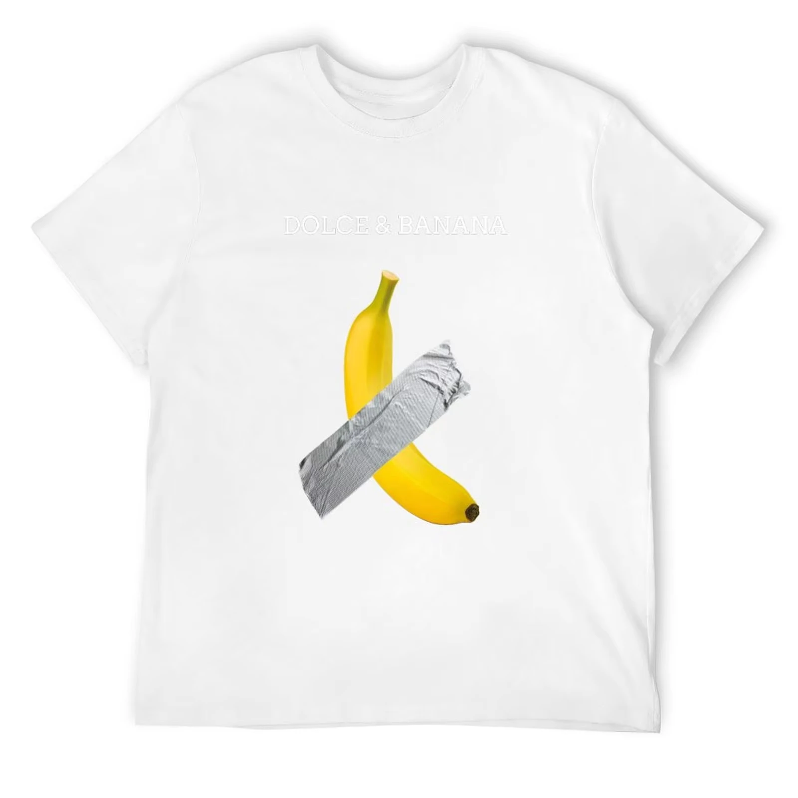White Classic Dolce & Banana Comedian Art Parody T-Shirt Cotton Graphic Tee Men Women Summer Streetwear