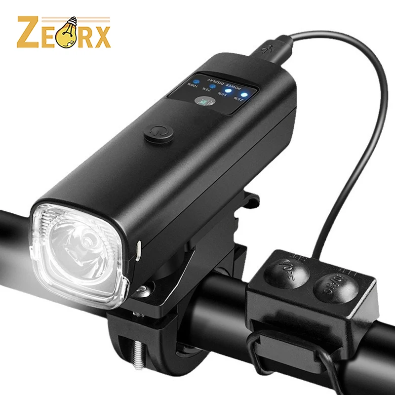 

Bike Light with Electric Horn Super Bright Auto Brightness Adjustment 4 Mode 2000mAh Long Lasting Waterproof Bicycle Front Light