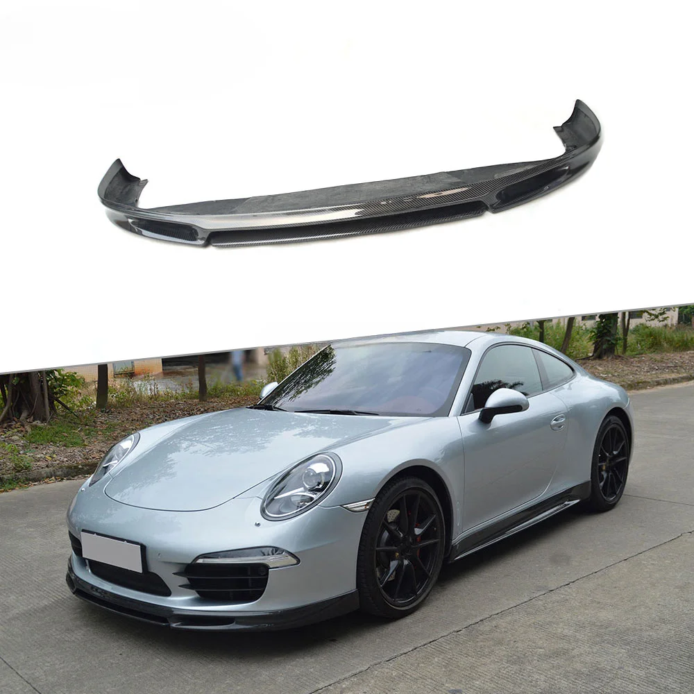 Carbon Fiber Front Bumper Lip Spoiler fit for Porsche 911 991 GT3 2012 2013 2014 2015 V Style Head Chin Guard Plate Car Styling