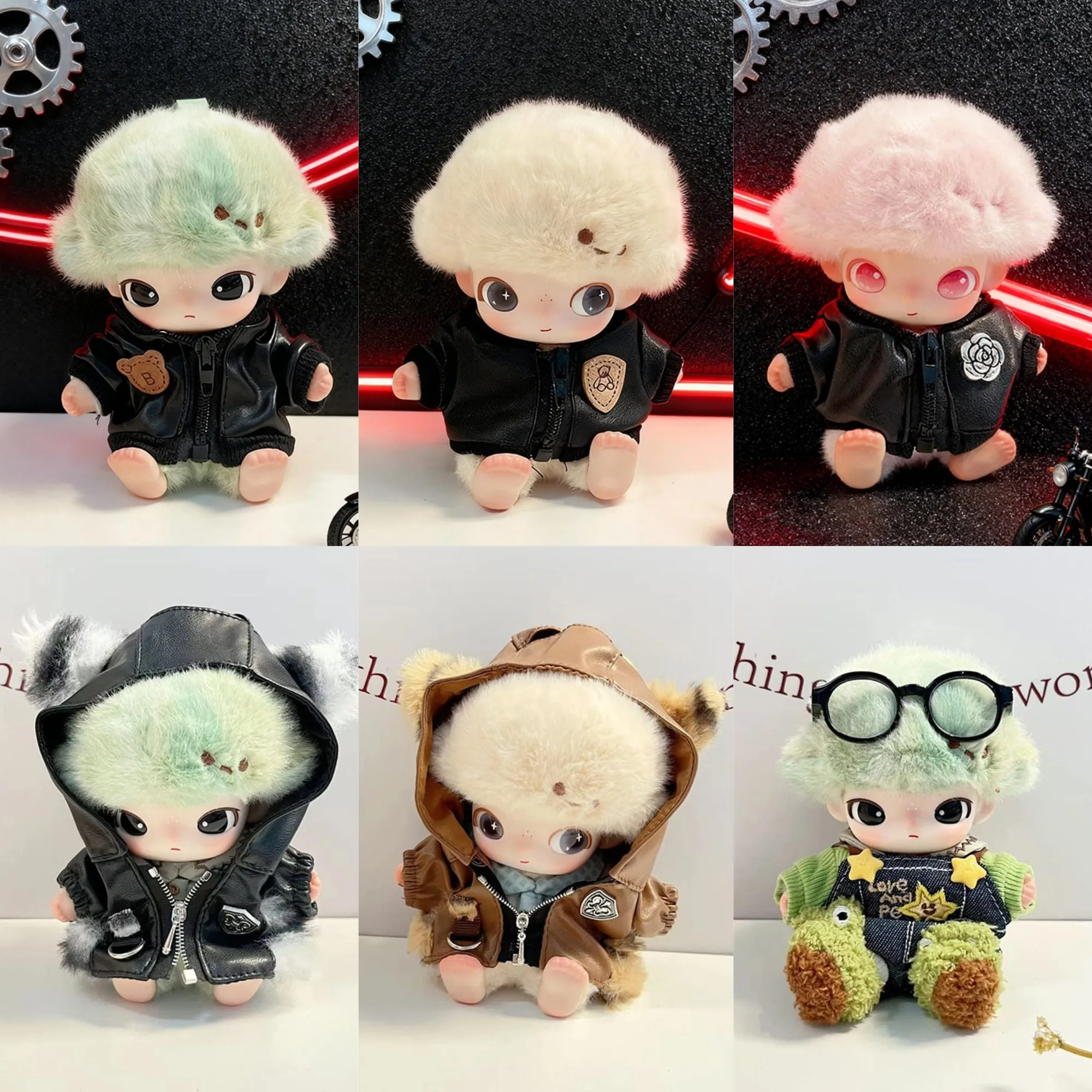 

Clothes for Dimoo Outfit Cool Shield-patterned Leather Jacket & Change of Clothes Set for 15cm 17cm Doll