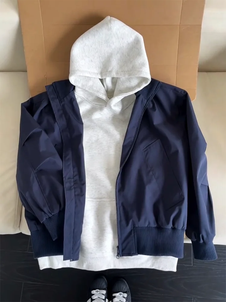 

Men's Bomber Jaet ort Pilot Coat American Sle Stand Collar Workwear Outerwear Loose Fit Baseball Sle Autumn Wear