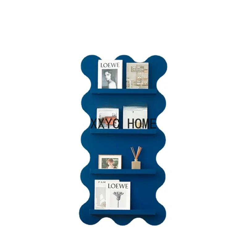 Artistic Wave Bookshelf Floor Multi-Layer Shelf against the Wall Magazine Rack