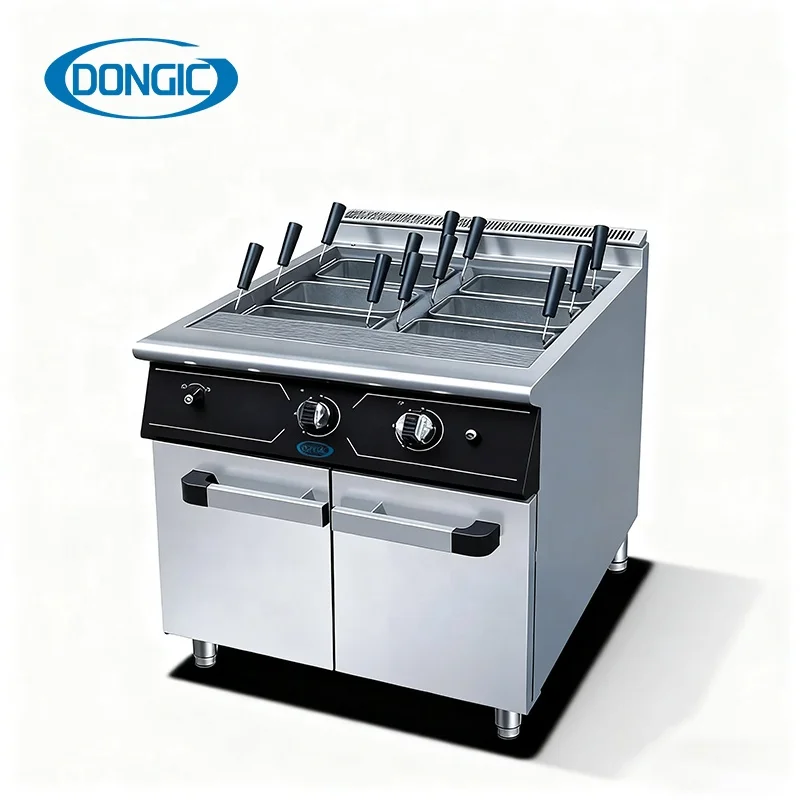 Jet Flow 6 Basket Gas Electric LPG NG Vertical Electric Pasta Cooking Station Cooker Stove Range with Integrated Base Cabinet