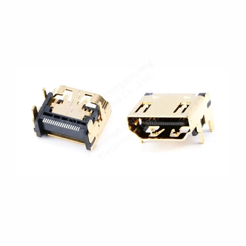 10PCS / 5PCS HDMI-Compatible Female Jack/Socket Connector 19PIN 19P Right Angle SMT SMD 90 Degree Gold-Plated HD 19 PIN
