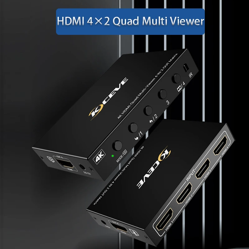 

Quad Multi-viewer 4K Splitter Switch HDMI-compatible Matrix 4X2 HUB Extended Screen LAN Extensor dock station One Screen 4Way CH