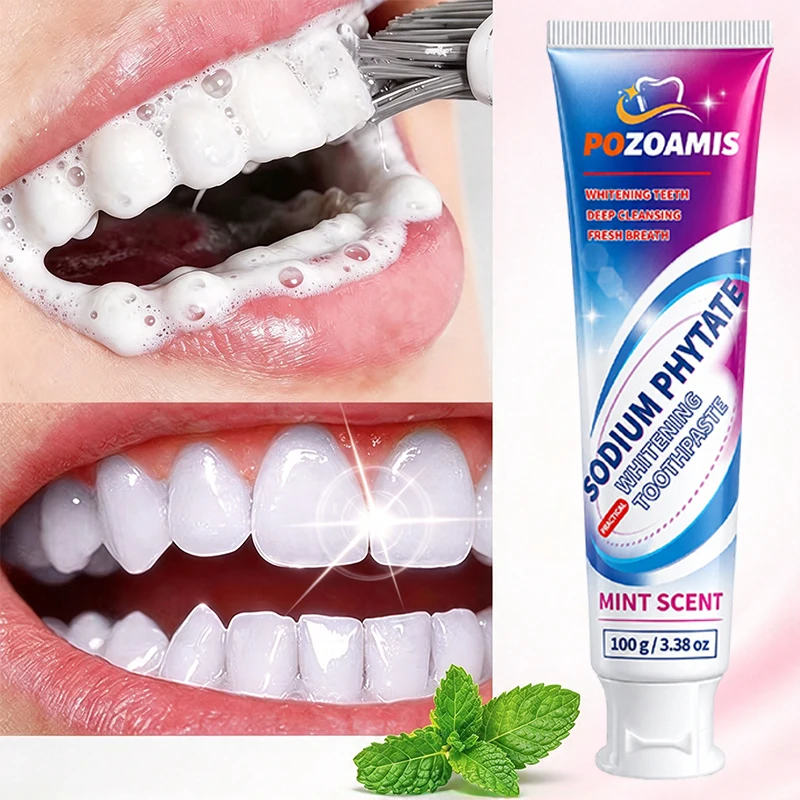 Sodium Phytate Brightening Toothpaste, Deep Cleansing Remove Teeth Stains, Long Lasting Mint Fresh Breath Oral Care Toothpaste