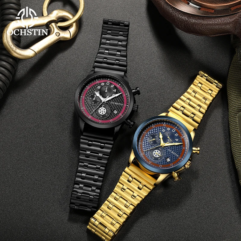 

OCHSTIN мужские часы серии Navigator, мужские кварцевые часы, мужские часы с ремешком из нержавеющей стали, модные классические мужские наручные часы