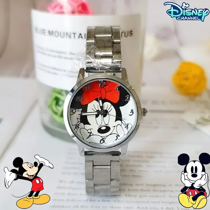 Disney Mickey Mouse Cartoon Children's Watch Mickey Minnie Stainless Steel Watch Girls Boys Girls Quartz Clock