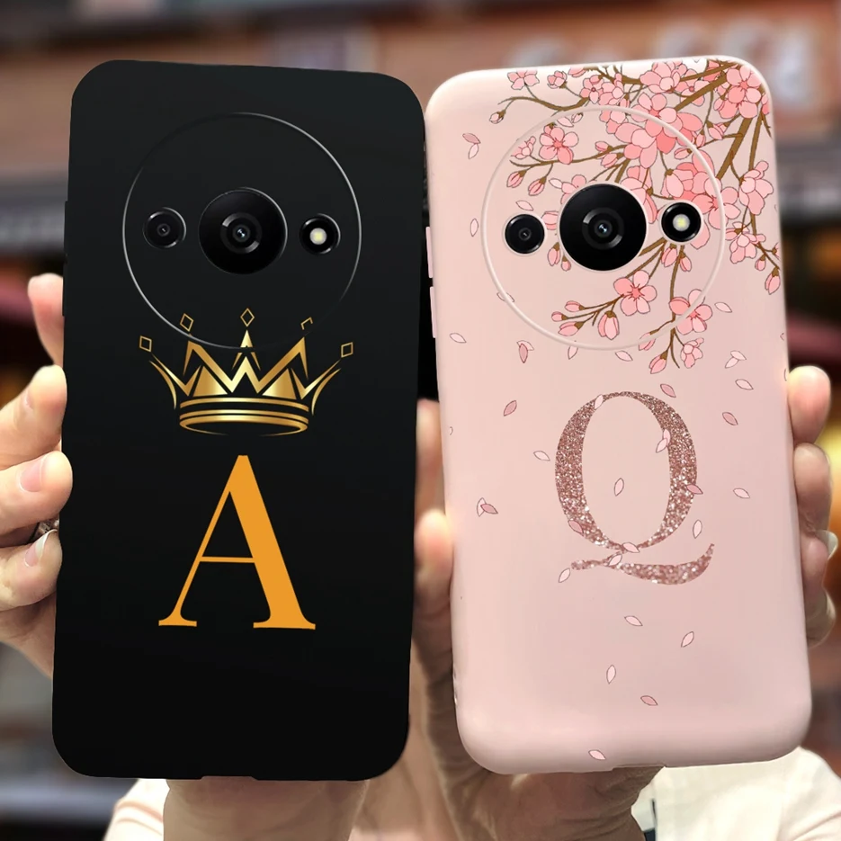 For Xiaomi Redmi A3 Case Cute Crown Letters Back Cover 6.71'' Soft Silicone Phone Case For Xiaomi Redmi A3 RedmiA3 Fundas Bumper