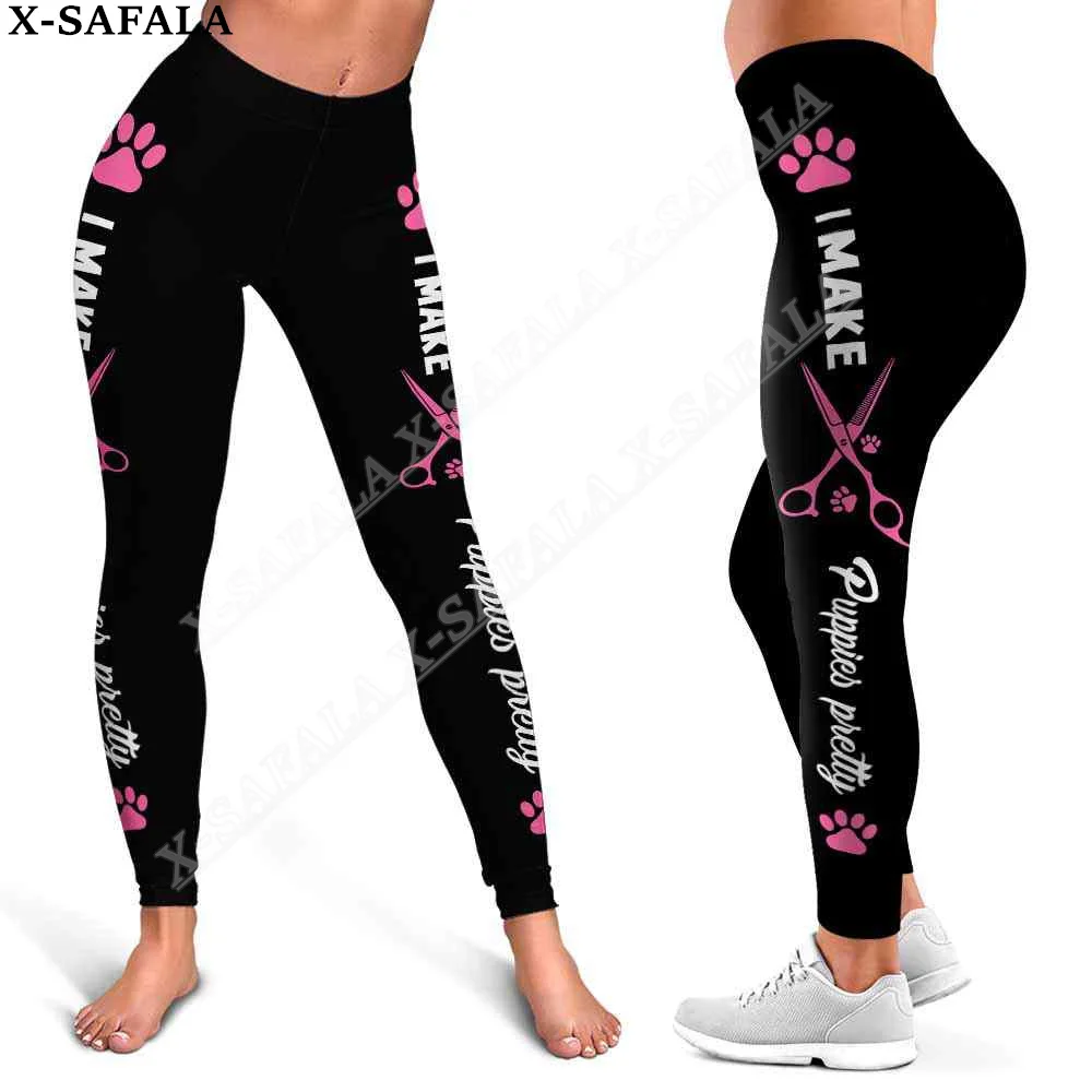 Hund Stil Pflege Salon Haustier Groom mer Friseur Legging 3D-Druck Frauen Yoga Hosen Mädchen Leggings Sommers port Fitness Wear-8