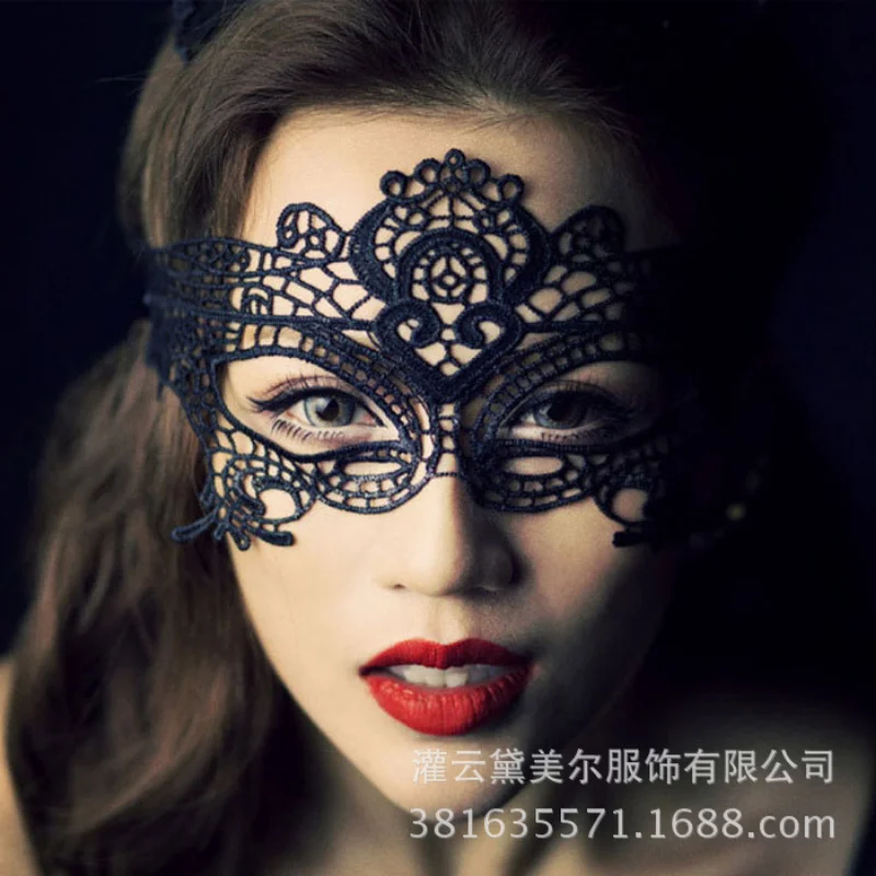 Hot Women Hollow Mask Sexy Cosplay Lace Masquerade Eye Mask Lingerie Halloween Exotic Accessories Gothic Fetish Gauze Blindfolds