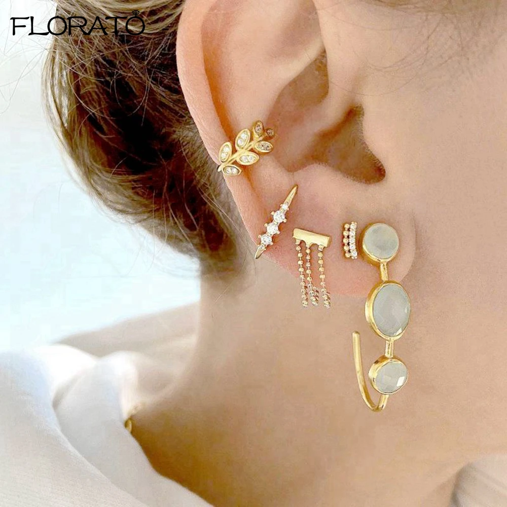 2025 جديد الذهب اللون يترك أقراط مشبكية للنساء الرجال الإبداعية بسيطة C الأذن الكفة غير ثقب الأذن قرط كبس الاتجاه مجوهرات هدية #3