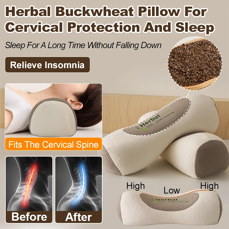 Buckwheat Shell Cervical Vertebrae Special Pillow to Protect the Cervical Vertebrae and Help Sleep Adult Students Traction