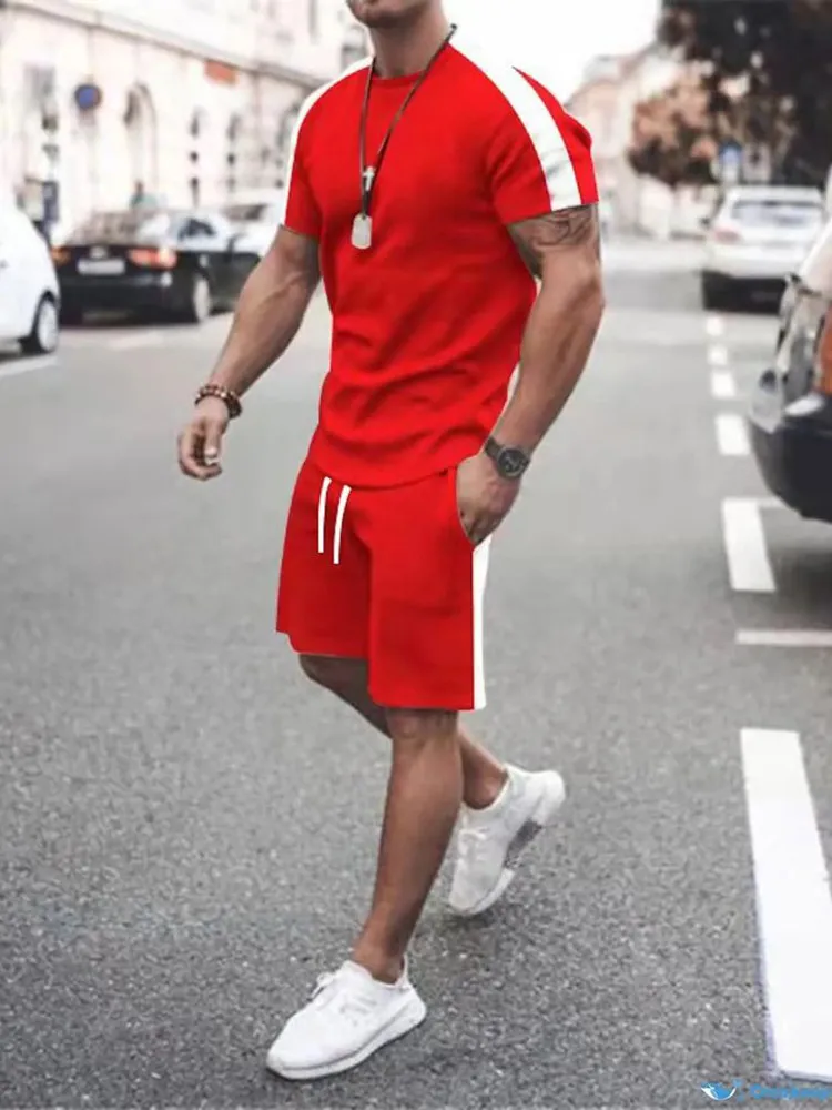 Nieuwe Street Urban Fashion T-Shirts Alledaagse Outdoor Strandshorts Heren T-Shirts Met Korte Mouwen En Korte Broek Sets Zomer Heren Set