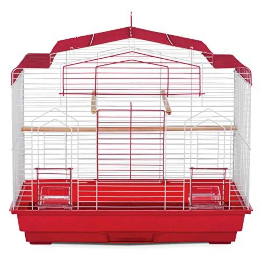

SP50041 Barn Style Bird Cage Red White Perfect for Home or Garden Use Features RustResistant Coating and Spacious Design for Co