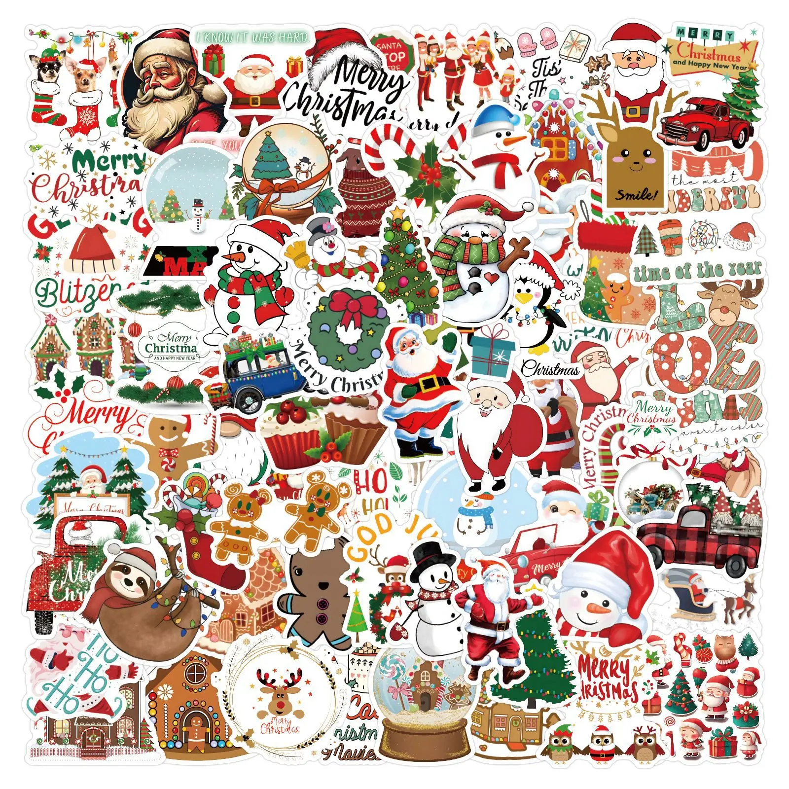 60/120PCS New Christmas Stickers Kids DIY Graffiti luggage Skateboard Laptop Water Cup Mobile Phone Personalized Stickers Toy