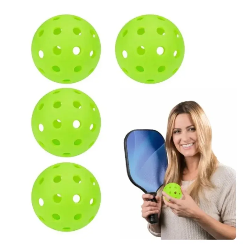 

4Pcs Durable Pickleball Balls 40 Holes Training Pickleball Accessories 74mm Standard Competition Pickle Ball Airflow Hollow Ball